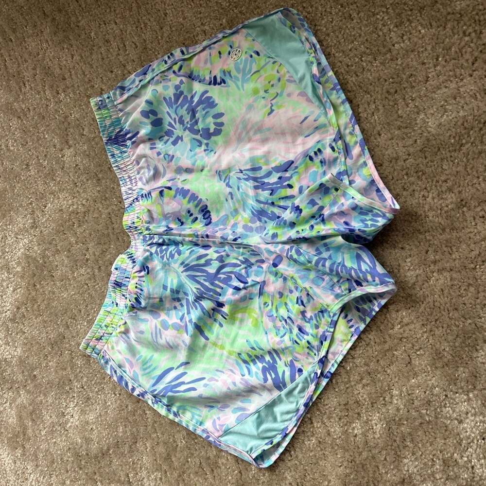 Lilly Pulitzer Luxletic Multi Shell of a Party Athletic Running Shorts, Size M